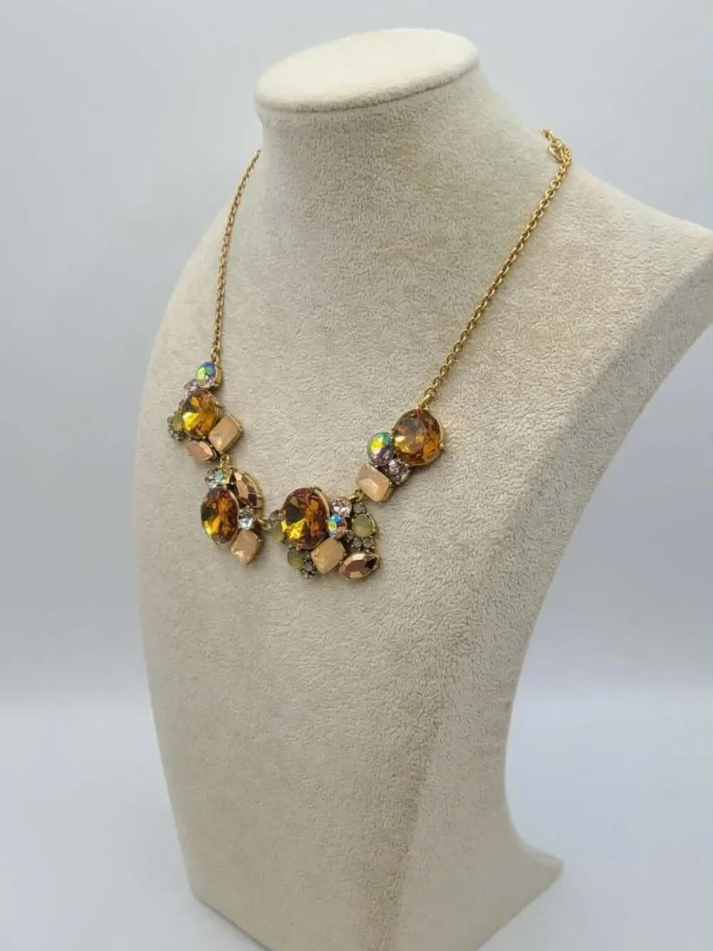 J Crew Gold Crystal Cluster Necklace